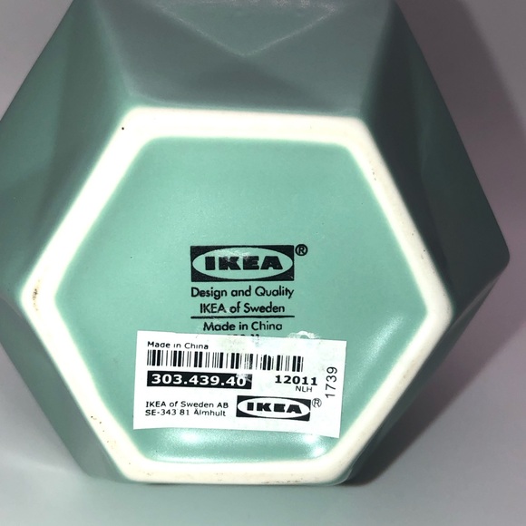 IKEA Älmhult Ceramic Decorative Vase Geometric Pastel Blue Turquoise Green 8” - Picture 5 of 8